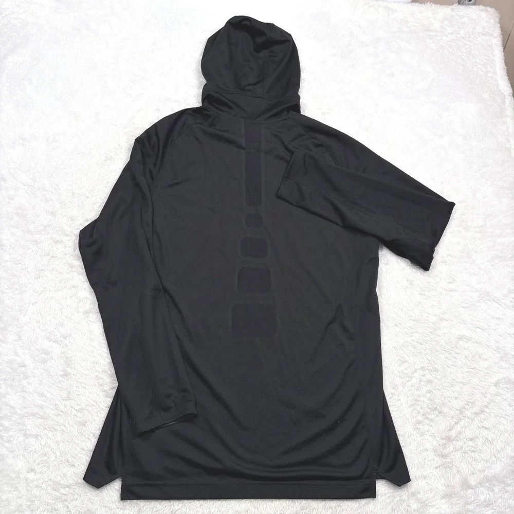 Nike Elite Hoodie Mens L Black Dri-FIT Lightweight Training Mesh Pullover Logo
